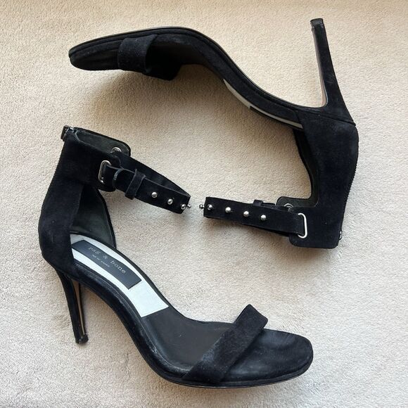 rag & bone Shoes - Rag & Bone Black Suede Stiletto Heel Sandal Women EU 40 US 10 Silver Studs Party